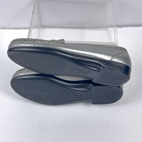 SAS Metro Shoes Womens 7 W Silver Pewter Leather Bit Loafers Tripad Comfort - Picture 5 of 10